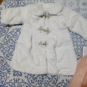 Little Lass 3 PC White Fur Coat/Pink Dress/Headband Set 3/6